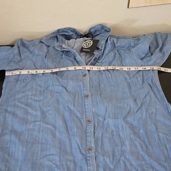 Bobeau Lace-Up Chambray Shirt Dress - Picture 12 of 14